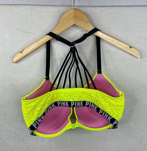 PINK - Victoria's Secret PINK VS Lime Green Cheetah Lace Strappy