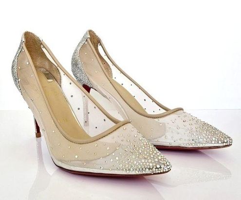 Christian Louboutin Follies Strass 85mm, Size 38. New in box. Wedding shoe!