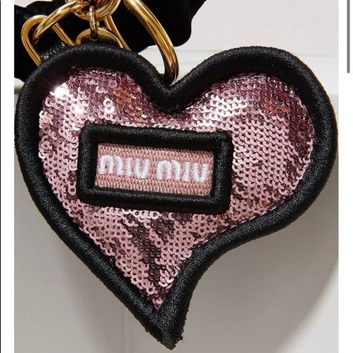 Miu Miu Authentic Pink Sequin Heart Velvet Bow Bag Charm - $286 - From  SAMANTHA