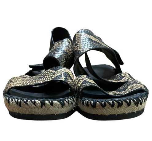 Vince Sandals Tenison Leather Sandal in Snakeskin Black Beige