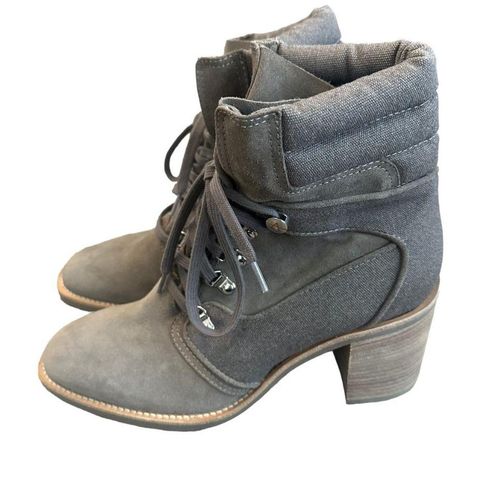 Aquatalia Elise Waterproof Boots Lace Up Bootie Suede Canvas Size