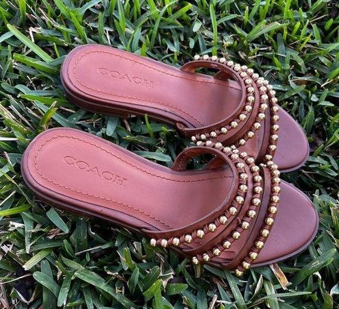 Coach Isa Studded Leather Sandals Size 5.5 48 New With Tags