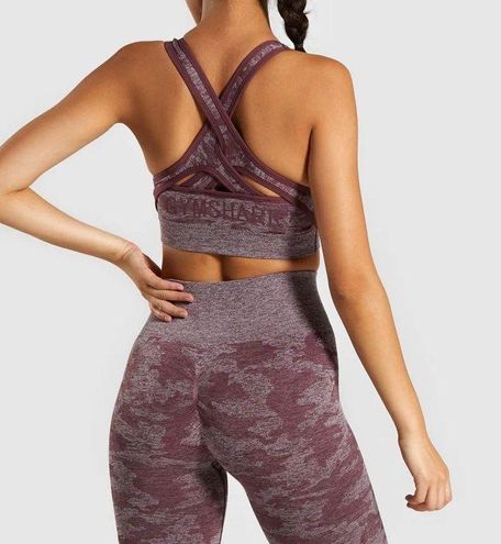 Gymshark Camo Seamless Sports Bra in Winter Berry Red Size XS