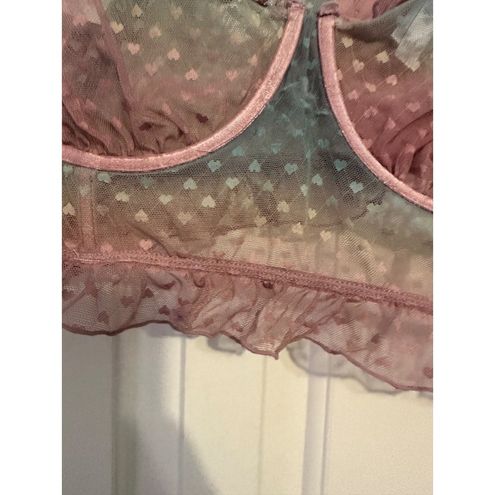 Torrid Intimates Cotton Candy Hearts Pink/Blue Longline Bralette 4 Size 4X  - $17 - From Lucy