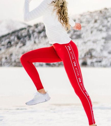 Zyia Light n Tight Logo Stripe 28 Legging in Red Size 4 - $68