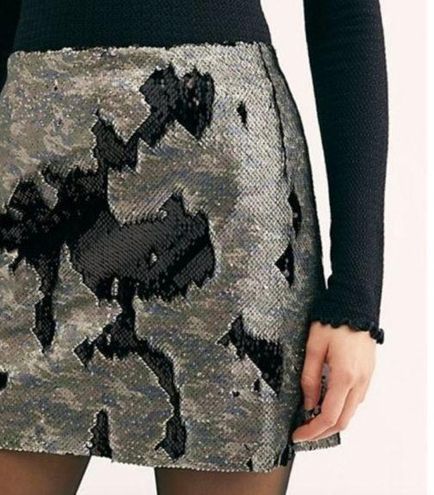 Sequin camouflage shop mini skirt