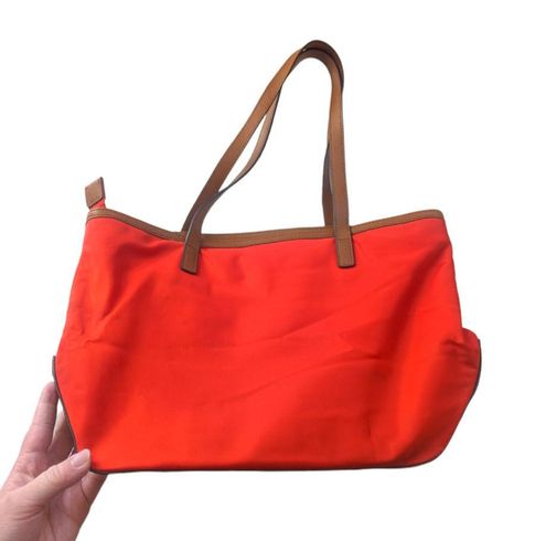 Michael Kors Kempton Nylon Tote Purse Scarlet Orange Red