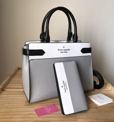 Kate Spade Staci Nimbus Grey Colorblock Medium Leather Crossbody Satchel Handbag