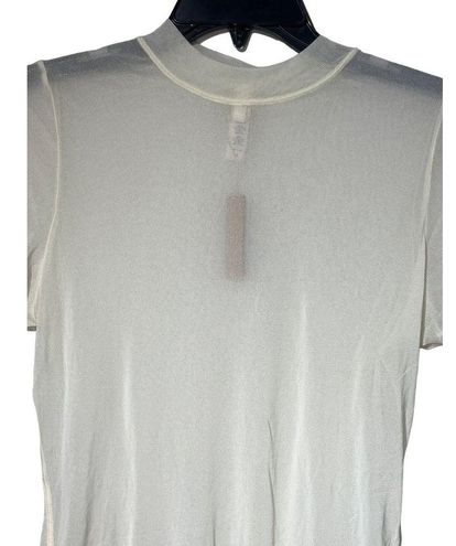 SKIMS Mesh T-Shirt Bodysuit In Bone 3X New Womens Sheer Top