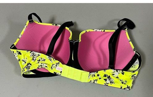 Victoria's Secret Neon Yellow Green Lightly-Lined Floral Bra