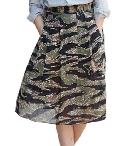 Billy Reid Roebling A Line Skirt Abstract Camo Print Cotton Size 4