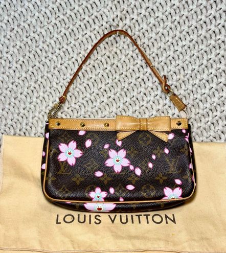 Louis Vuitton, Bags, Louis Vuitton X Takashi Murakami 203 Cherry Blossom  Logo Canvas Shoulder Bag