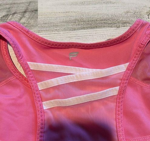 Fabletics TRINITY HIGH IMPACT PINK ROUGE AND WHITE SPORTS BRA XL