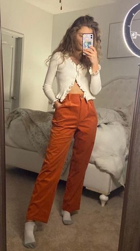 Halara Orange Corduroy Pants - $19 (24% Off Retail) New With Tags