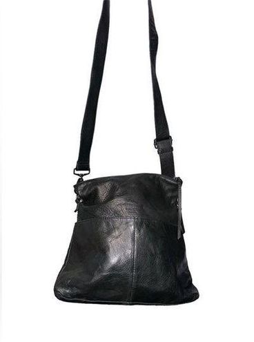 Vintage MARGOT Black Leather Hobo Crossbody Bag Purse Ship Free