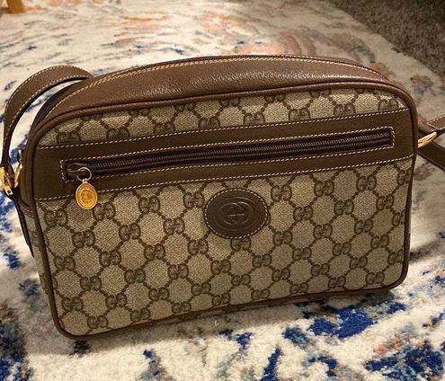 Authentic Gucci Vintage GG Monogram Pencil Case Brown