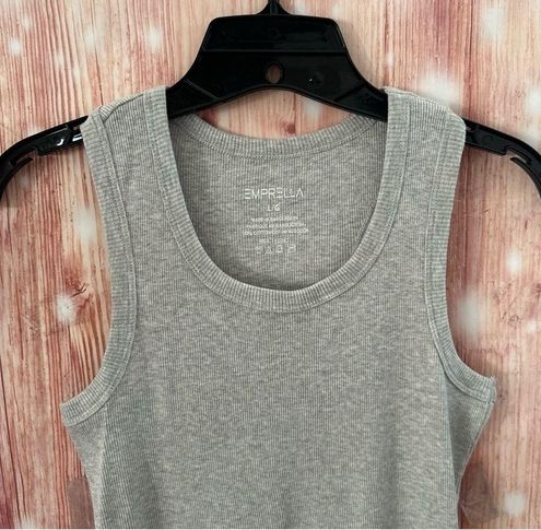 Emprella Light Gray Ribbed Racerback Tank Top Size L - $14 - From Melissa