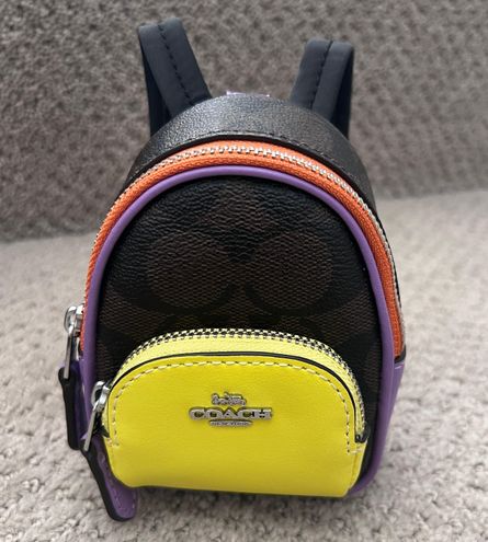 Coach C7803 Mini Court Backpack Bag Charm In Signature Canvas IN Khaki  Saddle 