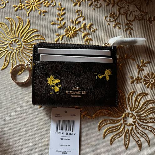 Coach X Peanuts Mini Skinny Id Case Small Wallet With Woodstock