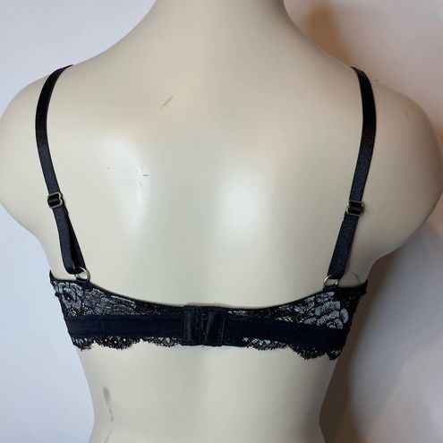 Vince Camuto Bra 36C Black Padded Lined Lace Underwire Molded