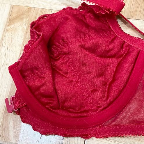 FELINA Lingerie Red Lace Wired Front Closure Bra 36B Size