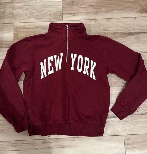 John Galt Burgundy New York Half Zip Sweatshirt