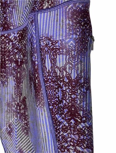 Calia Essential Printed Mesh Zipper Pocket Legging Large Purple