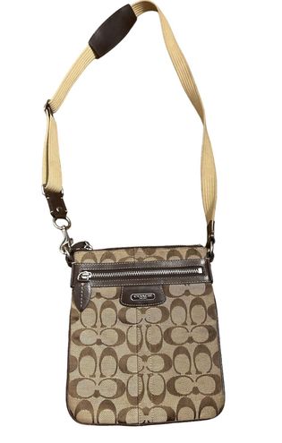 Coach Tan and Brown Signature Stripe Tote