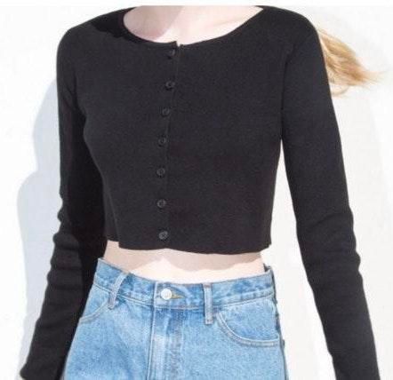 Brandy Melville Button Up Cardigan Sweater Black 30 From Jessica