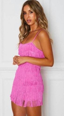 White fox fringe dress Outlet