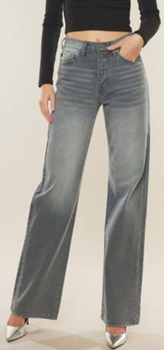 KANCAN Alessia Ultra High Rise 90s Flare Jeans - Light Grey