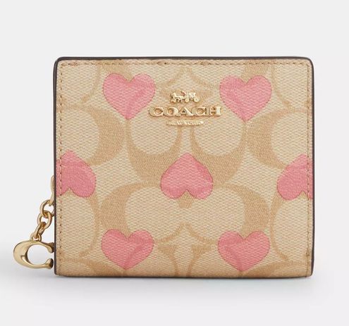Coach Snap Wallet In Signature Canvas With Heart Print cQ145
