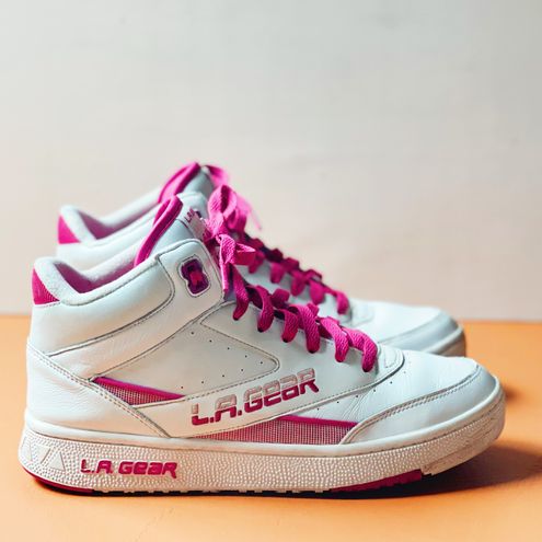 Skechers L.A. Gear Retro Pink and White High Top Sneakers Size 10 - $49  (42% Off Retail) - From Lauren