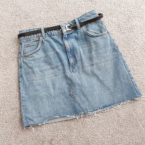 Topshop raw hem denim mini skirt Size 6 - $30 New With Tags