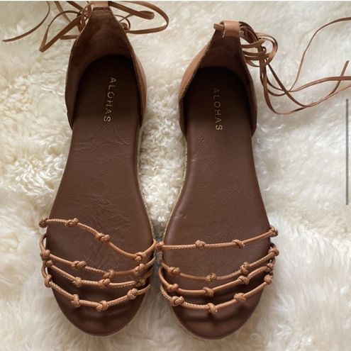 Alohas Wanderer Brown Leather Espadrilles 38 Size 8 65 From Amy