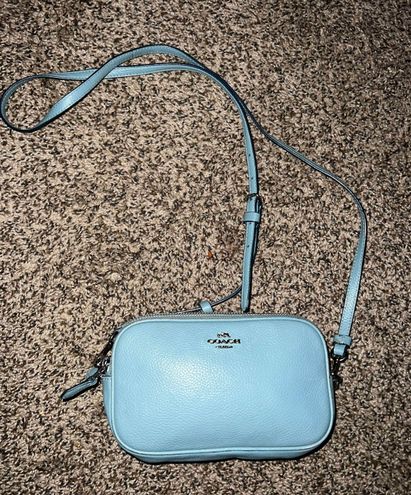 Coach Sadie Crossbody Bag Clutch Pebbled Light Blue Leather Bag