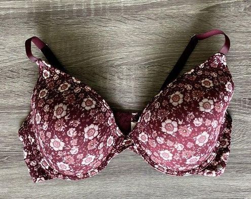 Lucky Brand Women's Plus Size 40D Maroon White Floral Print