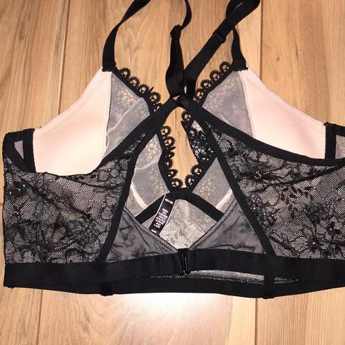 Victoria's Secret Black Lace Very Sexy Unlined Plunge Bra Size