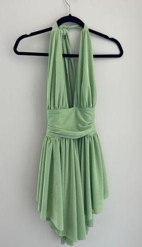 Elisha Ruched Halter Dress in Green