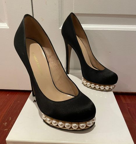 Nicholas Kirkwood black satin platform pumps with pearl embellishment Size  5.5 - $121 (89% Off Retail) - From Lily