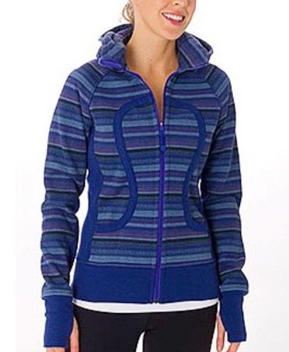 Lululemon Wish Blue Poncho Stripe Scuba Hoodie 6 Gray - $204