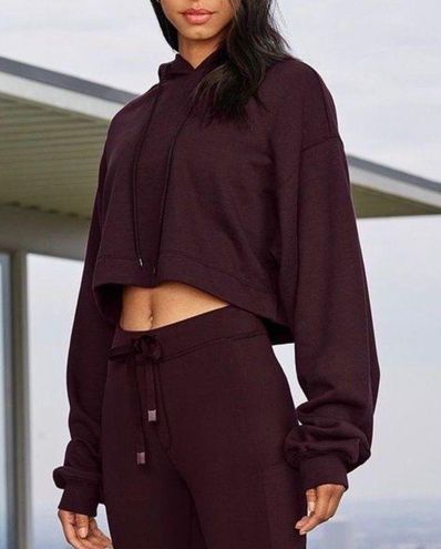 Alo Yoga Alo Bae Oxblood Maroon Cropped Hoodie S SOLD OUT Purple