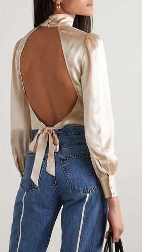 Telemacos hvede F.Kr. Reformation Cielo Open Back Silk Charmeuse Top White Size M - $135 - From  cara