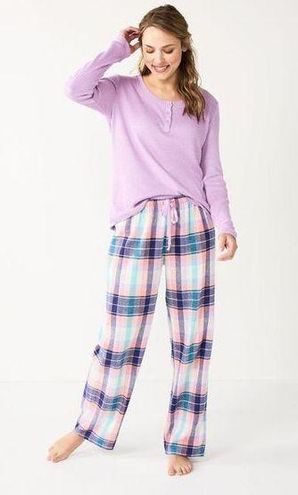 Women's Sonoma Goods For Life® Henley Pajama Top & Flannel Pajama Pants Set