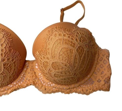 Victoria's Secret Padded Bra Orange Lace No size tag. 34C - $13 - From  Hannah