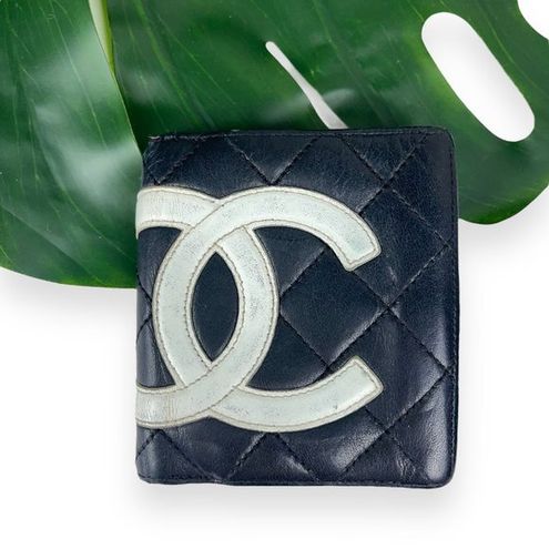Chanel Black Quilted Ligne Cambon Leather CC Compact Bifold Wallet