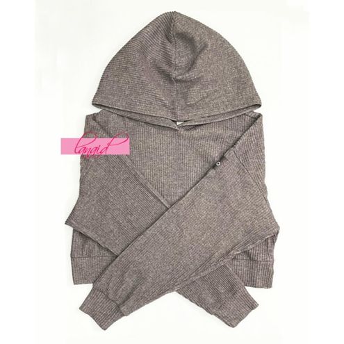 Alo Yoga NEW Alo Muse Hoodie Purple Dusk Heather Grey Ribbed Pullover  Hooded Hood Sweater Gray Size XS - $62 - From Shop