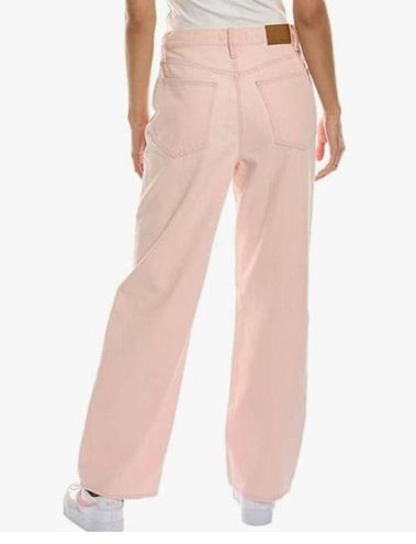 Madewell Women's Pink Cotton Zip & Button Up Wide Leg Jeans Size