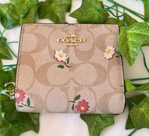 Coach Snap Wallet In Signature Canvas With Nostalgic Ditsy Print