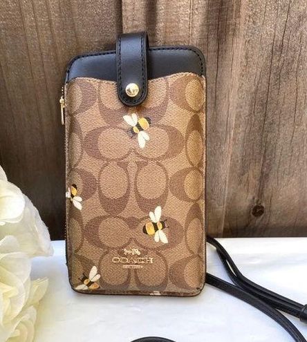 NWT Coach Phone Crossbody In Signature Canvas With Bee Print C8672